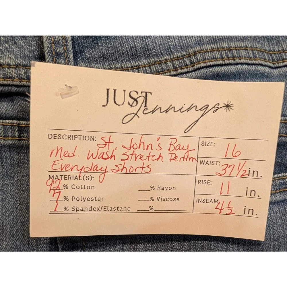 St Johns Bay Womens‎ Medium Wash Stretch Denim Everyday Shorts Size 16 Blue